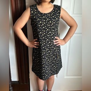 Star-patterned black sleeveless dress and star coat for kids 8-14